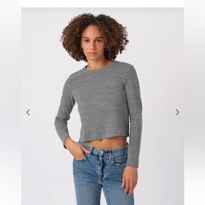 AMO Heather Gray Cropped Long Sleeve Tee